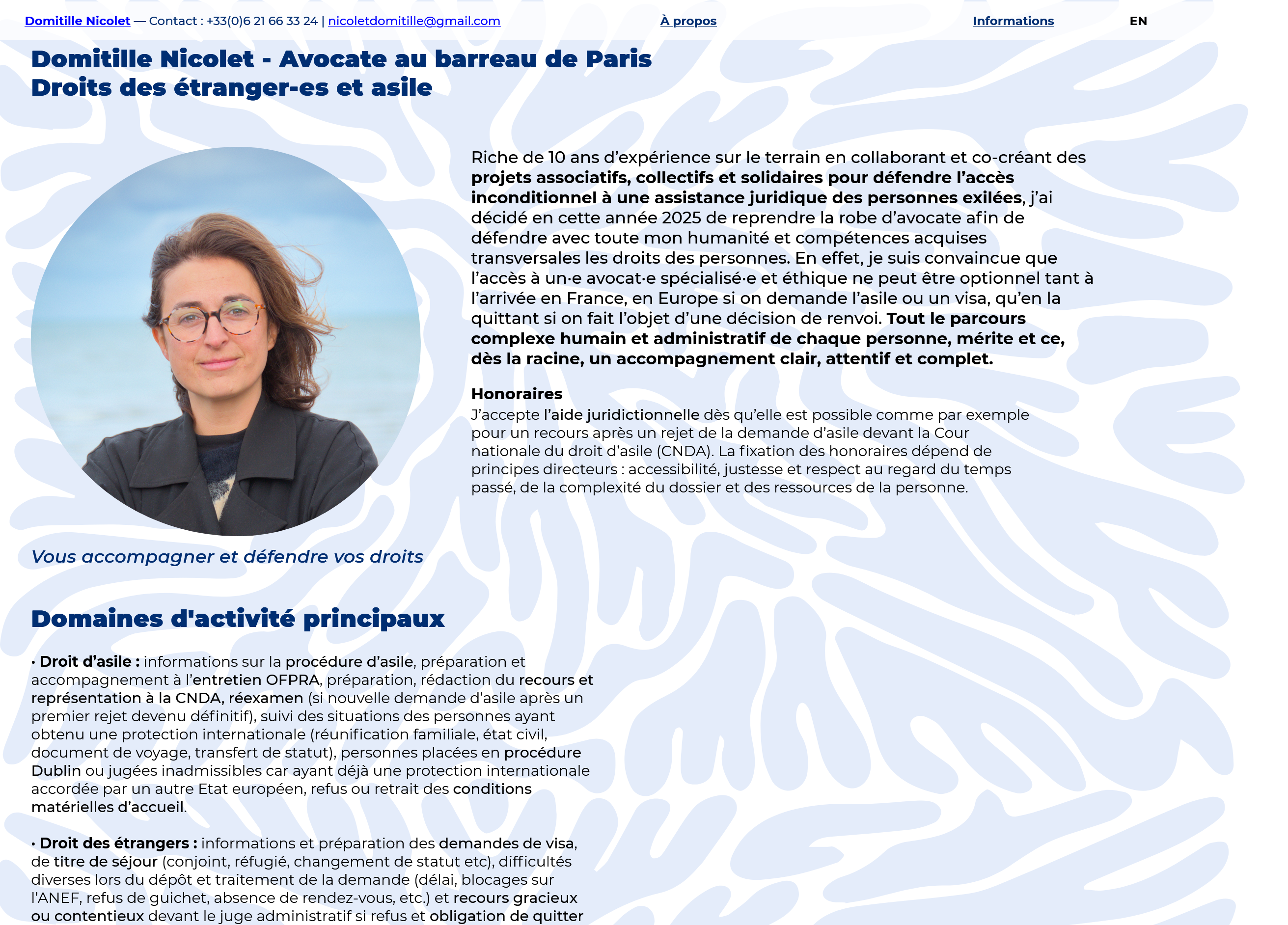 capture d'écran du site web de Domitille Nicolet, version navigateur