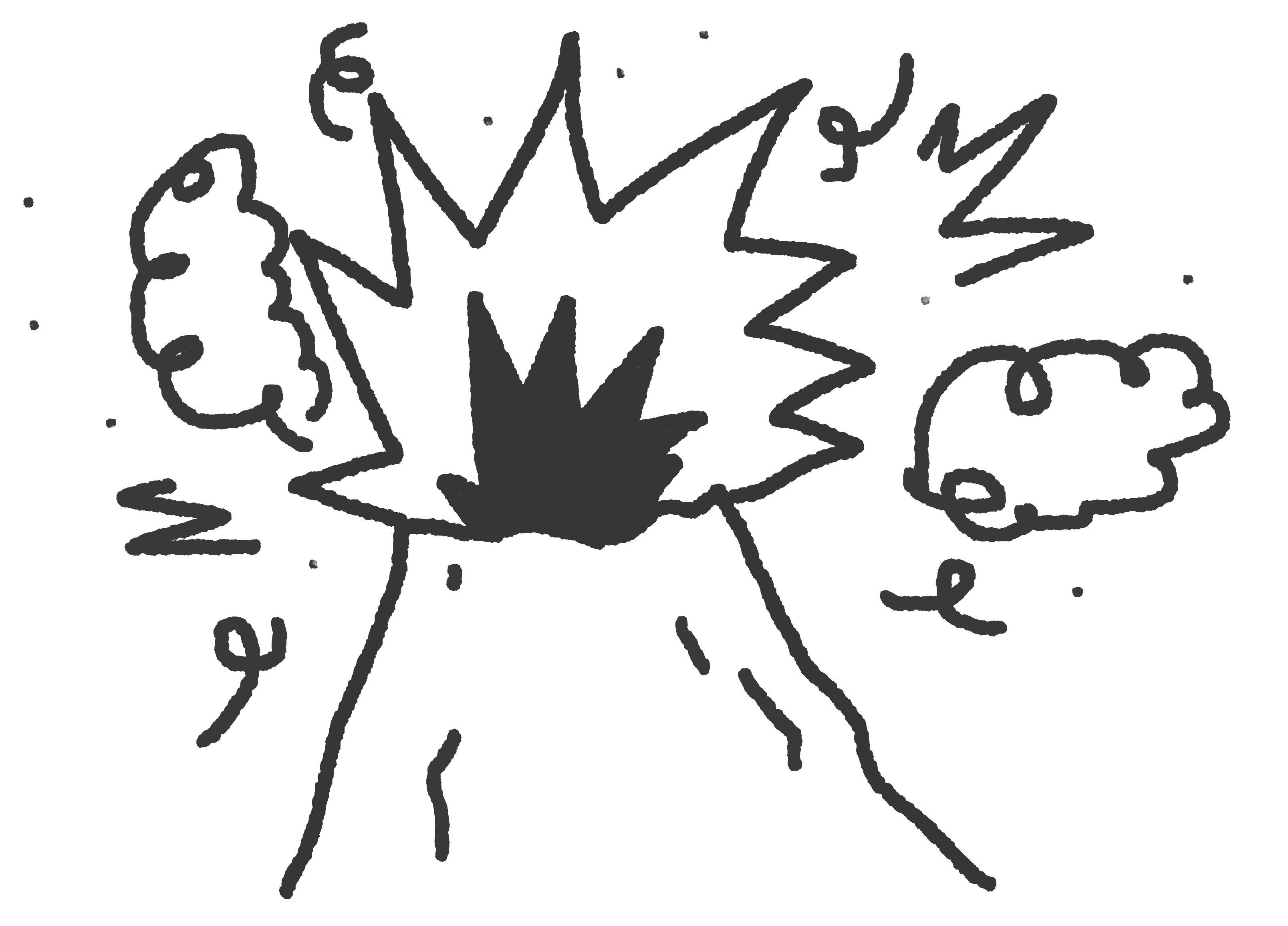 volcan en éruption, dessin en noir et blanc